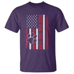 Funny Best Dog Dad Ever T Shirt Fathers Day Vintage American Flag Paw Prints TS11 Purple Print Your Wear