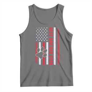 Funny Best Dog Dad Ever Tank Top Fathers Day Vintage American Flag Paw Prints TS11 Black Heather Print Your Wear