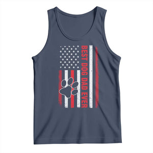 Funny Best Dog Dad Ever Tank Top Fathers Day Vintage American Flag Paw Prints TS11 Navy Print Your Wear