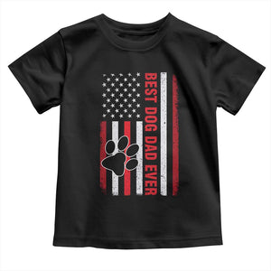 Funny Best Dog Dad Ever Toddler T Shirt Fathers Day Vintage American Flag Paw Prints TS11 Black Print Your Wear