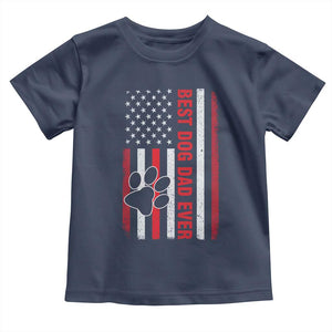 Funny Best Dog Dad Ever Toddler T Shirt Fathers Day Vintage American Flag Paw Prints TS11 Navy Print Your Wear