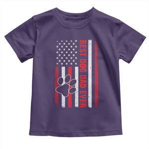 Funny Best Dog Dad Ever Toddler T Shirt Fathers Day Vintage American Flag Paw Prints TS11 Purple Print Your Wear