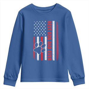 Funny Best Dog Dad Ever Youth Sweatshirt Fathers Day Vintage American Flag Paw Prints TS11 Royal Blue Print Your Wear