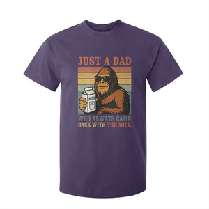 Funny Bigfoot Dad T Shirt For Kid Just A Dad Who Always Came Back With The Milk Retro Father's Day TS02 Purple Print Your Wear
