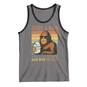 Funny Bigfoot Dad Tank Top Just A Dad Who Always Came Back With The Milk Retro Father's Day TS02 Deep Heather Black Print Your Wear