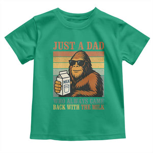 Funny Bigfoot Dad Toddler T Shirt Just A Dad Who Always Came Back With The Milk Retro Father's Day TS02 Irish Green Print Your Wear