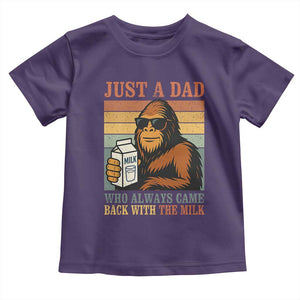 Funny Bigfoot Dad Toddler T Shirt Just A Dad Who Always Came Back With The Milk Retro Father's Day TS02 Purple Print Your Wear
