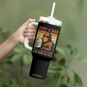 Funny Bigfoot Dad Tumbler With Handle Just A Dad Who Always Came Back With The Milk Retro Father's Day TS02 Print Your Wear