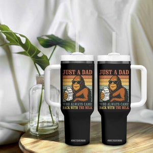 Funny Bigfoot Dad Tumbler With Handle Just A Dad Who Always Came Back With The Milk Retro Father's Day TS02 Print Your Wear