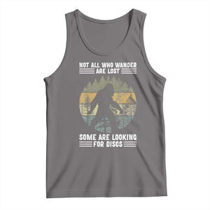 Funny Bigfoot Disc Golf Tank Top Not All Who Wander Are Lost Sasquatch Lovers TS10 Deep Heather Print Your Wear