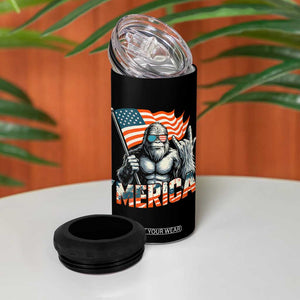 Funny Bigfoot Merica 4th Of July 4 in 1 Can Cooler Tumbler American Flag Patriotic Sasquatch TS11 Print Your Wear