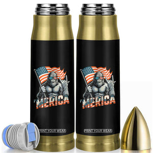 Funny Bigfoot Merica 4th Of July Bullet Tumbler American Flag Patriotic Sasquatch TS11 Black Print Your Wear