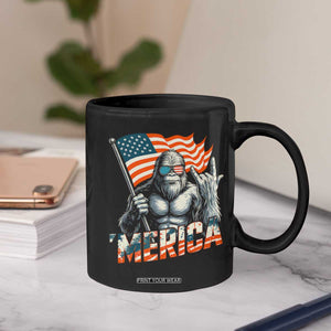 Funny Bigfoot Merica 4th Of July Coffee Mug American Flag Patriotic Sasquatch TS11 Print Your Wear