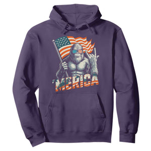 Funny Bigfoot Merica 4th Of July Hoodie American Flag Patriotic Sasquatch TS11 Purple Print Your Wear