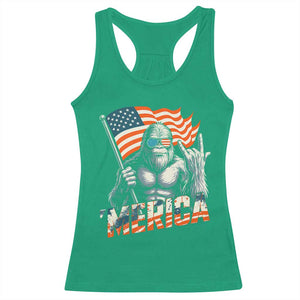 Funny Bigfoot Merica 4th Of July Racerback Tank Top American Flag Patriotic Sasquatch TS11 Irish Green Print Your Wear