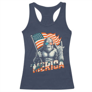 Funny Bigfoot Merica 4th Of July Racerback Tank Top American Flag Patriotic Sasquatch TS11 Navy Print Your Wear