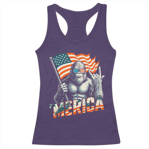 Funny Bigfoot Merica 4th Of July Racerback Tank Top American Flag Patriotic Sasquatch TS11 Purple Print Your Wear