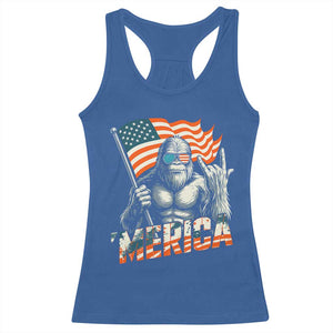 Funny Bigfoot Merica 4th Of July Racerback Tank Top American Flag Patriotic Sasquatch TS11 Royal Blue Print Your Wear