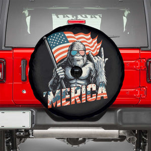 Funny Bigfoot Merica 4th Of July Spare Tire Cover American Flag Patriotic Sasquatch TS11 Black Print Your Wear