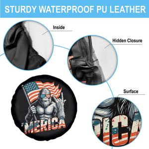 Funny Bigfoot Merica 4th Of July Spare Tire Cover American Flag Patriotic Sasquatch TS11 Print Your Wear