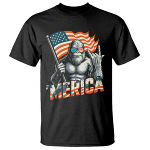 Funny Bigfoot Merica 4th Of July T Shirt American Flag Patriotic Sasquatch TS11 Black Print Your Wear