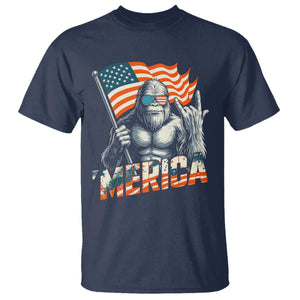 Funny Bigfoot Merica 4th Of July T Shirt American Flag Patriotic Sasquatch TS11 Navy Print Your Wear