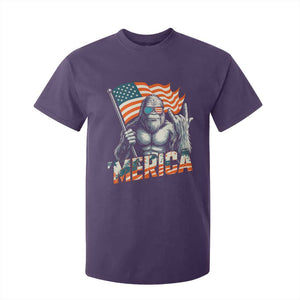 Funny Bigfoot Merica 4th Of July T Shirt For Kid American Flag Patriotic Sasquatch TS11 Purple Print Your Wear