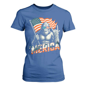 Funny Bigfoot Merica 4th Of July T Shirt For Women American Flag Patriotic Sasquatch TS11 Royal Blue Print Your Wear