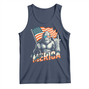 Funny Bigfoot Merica 4th Of July Tank Top American Flag Patriotic Sasquatch TS11 Navy Print Your Wear