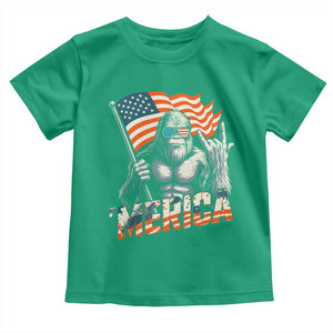 Funny Bigfoot Merica 4th Of July Toddler T Shirt American Flag Patriotic Sasquatch TS11 Irish Green Print Your Wear