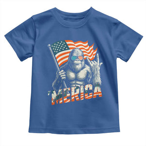 Funny Bigfoot Merica 4th Of July Toddler T Shirt American Flag Patriotic Sasquatch TS11 Royal Blue Print Your Wear