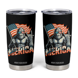 Funny Bigfoot Merica 4th Of July Tumbler Cup American Flag Patriotic Sasquatch TS11 Black Print Your Wear