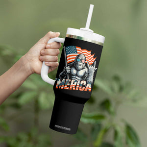 Funny Bigfoot Merica 4th Of July Tumbler With Handle American Flag Patriotic Sasquatch TS11 Print Your Wear