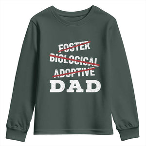 Funny Biological Adoptive Foster Dad Youth Sweatshirt Fathers Day TS11 Dark Forest Green Print Your Wear