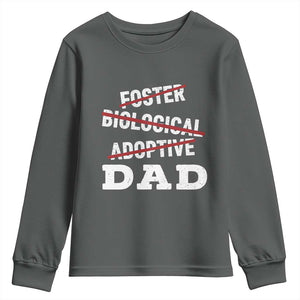 Funny Biological Adoptive Foster Dad Youth Sweatshirt Fathers Day TS11 Dark Heather Print Your Wear
