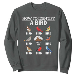Funny Bird Watching Sweatshirt How To Identify A Bird TS02 Dark Heather Print Your Wear