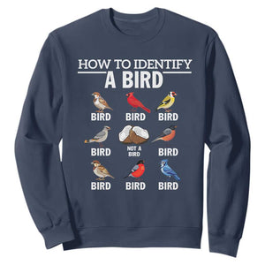 Funny Bird Watching Sweatshirt How To Identify A Bird TS02 Navy Print Your Wear