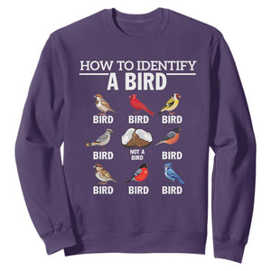 Funny Bird Watching Sweatshirt How To Identify A Bird TS02 Purple Print Your Wear
