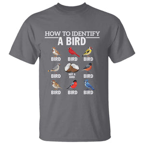 Funny Bird Watching T Shirt How To Identify A Bird TS02 Charcoal Print Your Wear