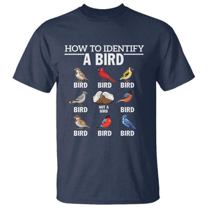 Funny Bird Watching T Shirt How To Identify A Bird TS02 Navy Print Your Wear