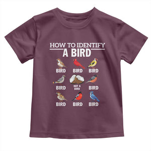 Funny Bird Watching Toddler T Shirt How To Identify A Bird TS02 Maroon Print Your Wear