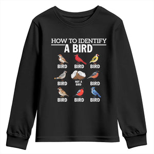 Funny Bird Watching Youth Sweatshirt How To Identify A Bird TS02 Black Print Your Wear