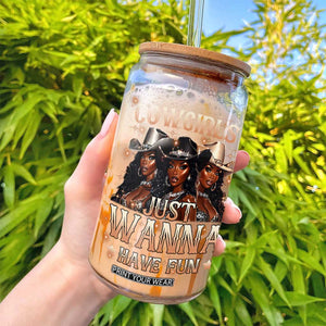 Funny Black African American Cowgirl Glass Can Cowgirls Just Wanna Have Fun TS11 Print Your Wear