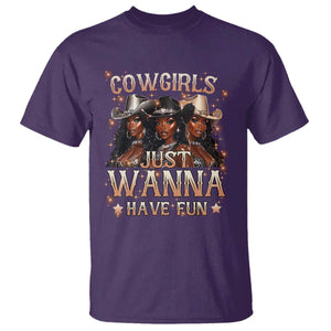 Funny Black African American Cowgirl T Shirt Cowgirls Just Wanna Have Fun TS11 Purple Print Your Wear