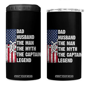 Funny Boat Captain 4 in 1 Can Cooler Tumbler Dad Husband The Man The Myth The Captain Legend TS11 One Size: 16 oz Black Print Your Wear