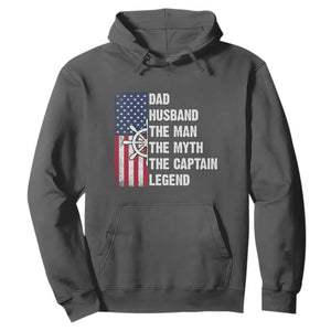 Funny Boat Captain Hoodie Dad Husband The Man The Myth The Captain Legend TS11 Dark Heather Print Your Wear