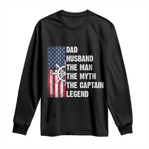 Funny Boat Captain Long Sleeve Shirt Dad Husband The Man The Myth The Captain Legend TS11 Black Print Your Wear