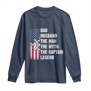 Funny Boat Captain Long Sleeve Shirt Dad Husband The Man The Myth The Captain Legend TS11 Navy Print Your Wear