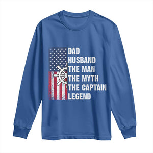 Funny Boat Captain Long Sleeve Shirt Dad Husband The Man The Myth The Captain Legend TS11 Royal Blue Print Your Wear