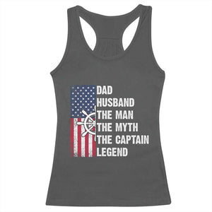 Funny Boat Captain Racerback Tank Top Dad Husband The Man The Myth The Captain Legend TS11 Dark Heather Print Your Wear